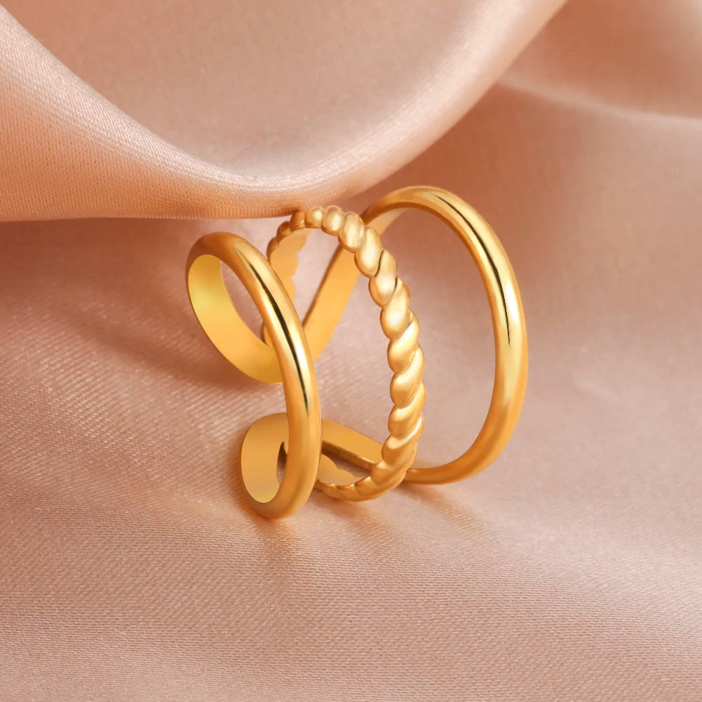 Skyrim Stainless Steel Women Rings Geometric Heart Aesthetic Adjustable Open Finger Ring Fashion Party Jewelry Gifts Wholesale