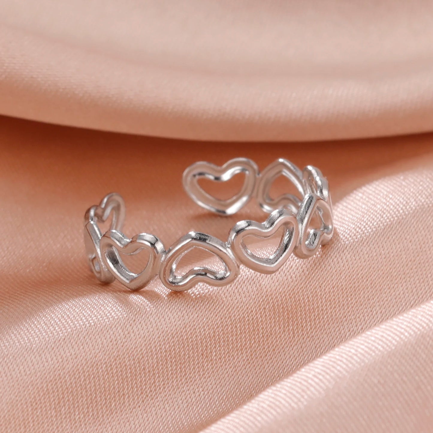 Skyrim Stainless Steel Women Rings Geometric Heart Aesthetic Adjustable Open Finger Ring Fashion Party Jewelry Gifts Wholesale