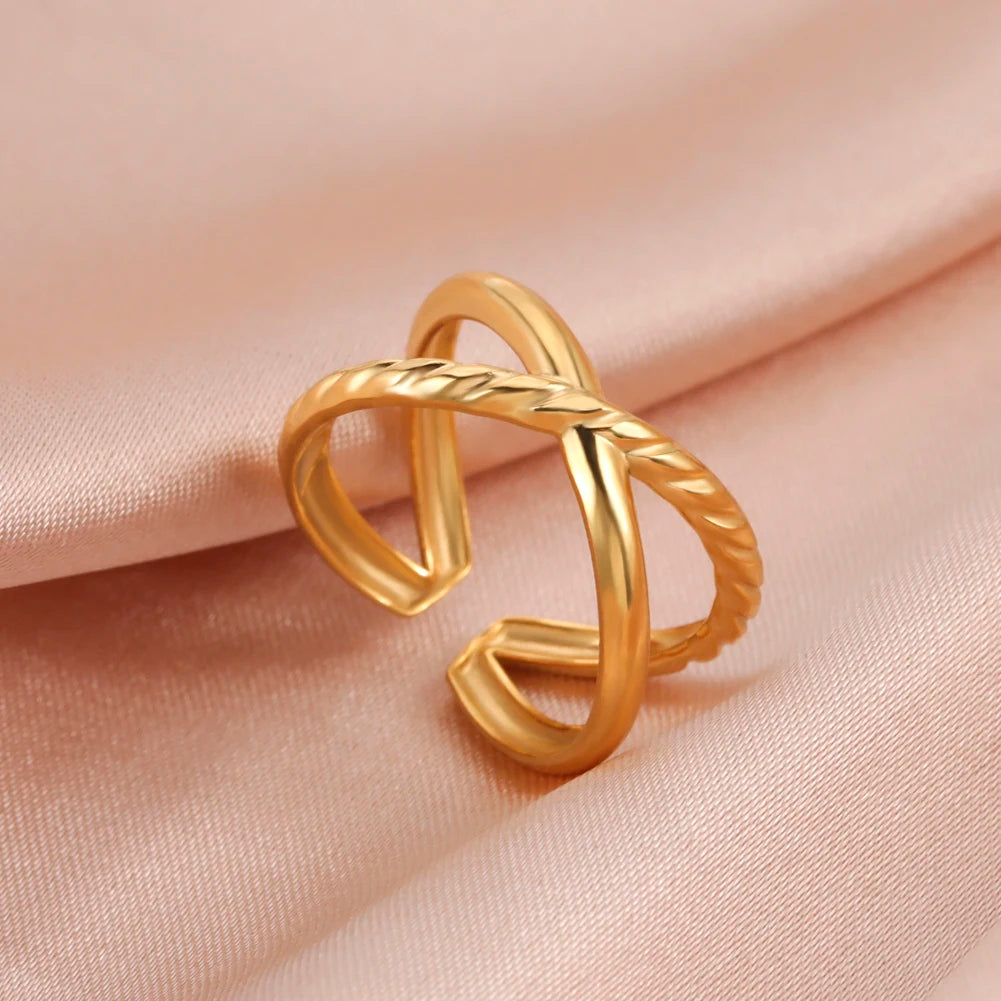 Skyrim Stainless Steel Women Rings Geometric Heart Aesthetic Adjustable Open Finger Ring Fashion Party Jewelry Gifts Wholesale