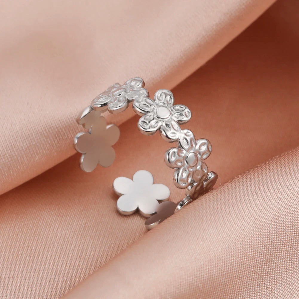 Skyrim Stainless Steel Women Rings Geometric Heart Aesthetic Adjustable Open Finger Ring Fashion Party Jewelry Gifts Wholesale